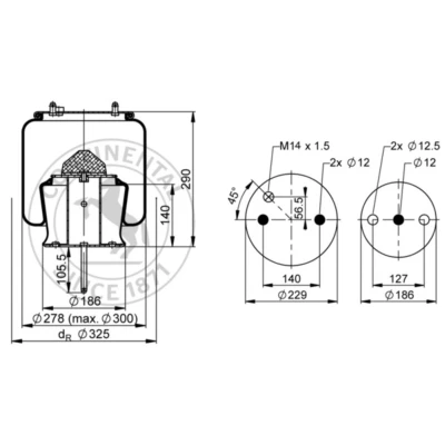 Kuva CONTITECH AIR SPRING 6710 N P01 Metallipalje, ilmajousitus