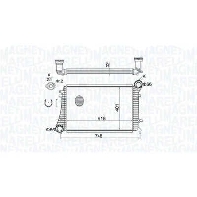 Kuva MAGNETI MARELLI 351319204240 Välijäähdytin VOLKSWAGEN: Caddy 3, Jetta Golf 5, SKODA: Octavia II Hatchback, 2 Combi