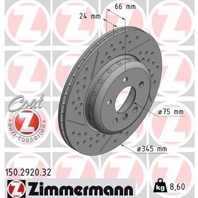 Kuva ZIMMERMANN FORMULA F COAT Z 150.2920.32 Jarrulevyt BMW: 3 Touring, Sedan, 4 Gran Coupe
