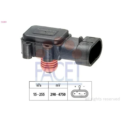 Kuva FACET 10.3051 Paineilma Anturi, Korkeus 15 255 Made in Italy OE Equivalent
