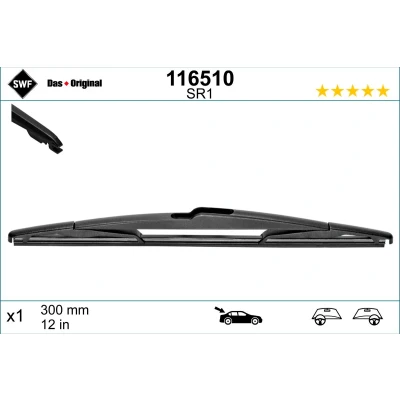 Kuva Pyyhkijänsulka Swf Rear 116510 300mm Takana Tavallinen TOYOTA: Yaris I Hatchback, Aygo, RENAULT: TWINGO 1, CITROËN: C1