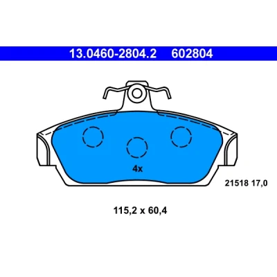 Kuva ATE 13.0460 2804.2 Jarrupalat Ilman kulumisenilmaisinta MG: MGF Cabriolet