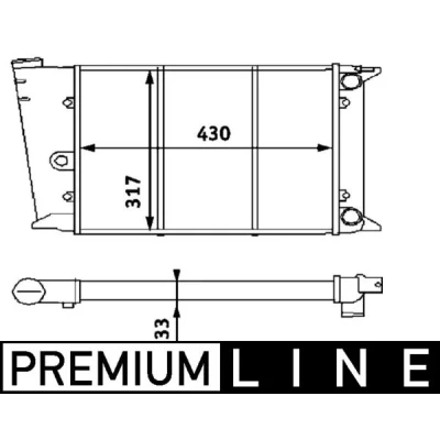 Kuva MAHLE ORIGINAL CR 420 000P Jäähdytin Autoihin ilman ilmastointilaitetta 430 317 33 Jäähdytysrivat mekaan. kiinnitetyt