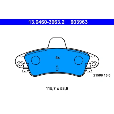 Kuva ATE 13.0460 3963.2 Jarrupalat Ilman kulumisenilmaisinta FORD: MONDEO 2, 2 Kombi, 1