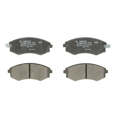 Kuva BOSCH 0 986 424 215 Jarrupalat Low Metallic akustisella kulumavaroittimella HYUNDAI: Elantra III Hatchback, COUPE, Sedan, KIA: Magentis I