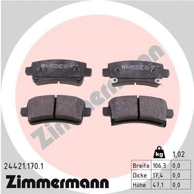 Kuva ZIMMERMANN 24421.170.1 Jarrupalat akustisella kulumavaroittimella Valokuva vastaa toimituslaajuutta OPEL: Insignia A Sports Tourer