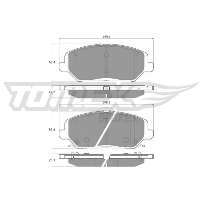 Kuva TOMEX brakes TX 19 59 Jarrupalat Etuakseli akustisella kulumavaroittimella KIA: Ceed III Sportswagon, Hatchback, XCeed