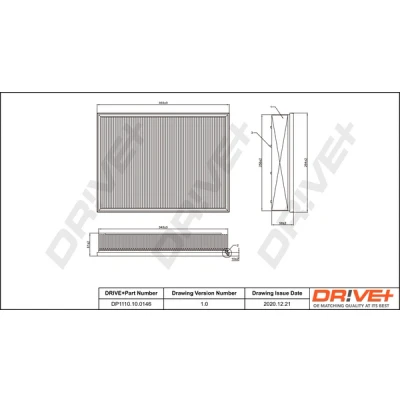 Kuva Dr!ve+ DP1110.10.0146 Ilmansuodatin 57 265 352 Suodatinpanos MERCEDES BENZ: Sprinter 3.5 T Bussi, Van, 5 Van