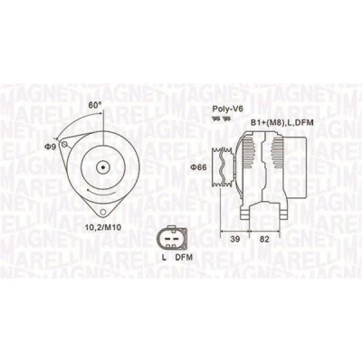 Kuva MAGNETI MARELLI 063731588010 Laturi 14V 120A AUDI: A4 B6 Avant, B7 B5 VOLKSWAGEN: Passat GP Variant, Sedan