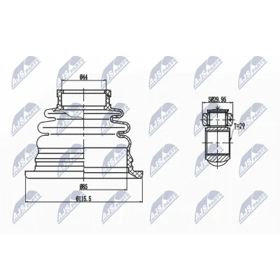 Kuva Nivelsarja, vetoakseli, Vaihteiston puoli, Etuakseli, vasen MITSUBISHI CARISMA, CARISMA Sedan OE MR263173, MR263175, MR911573