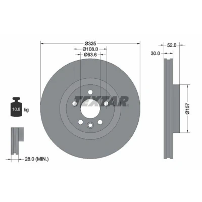 Kuva TEXTAR 92278605 Jarrulevyt LAND ROVER: Range Rover Evoque