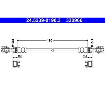 Kuva ATE 24.5239 0190.3 Jarruletku 190 PEUGEOT: 207 Hatchback, SW