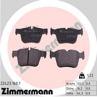 Kuva ZIMMERMANN 22423.160.1 Jarrupalat Kulumisenilmaisemelle Valokuva vastaa toimituslaajuutta MERCEDES BENZ: C sarja T modell, Sedan, GLC SUV