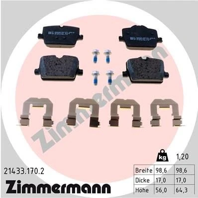 Kuva ZIMMERMANN 21433.170.2 Jarrupalat Kulumisenilmaisemelle Ruuveilla Valokuva vastaa toimituslaajuutta, liukulevyllä BMW: 3 Sedan, Z4 Roadster, Touring
