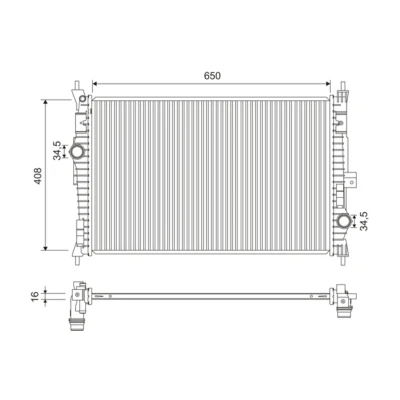 Kuva VALEO 701173 Jäähdytin Alumiini 408mm 650mm 16mm lman kylmäainesäädintä