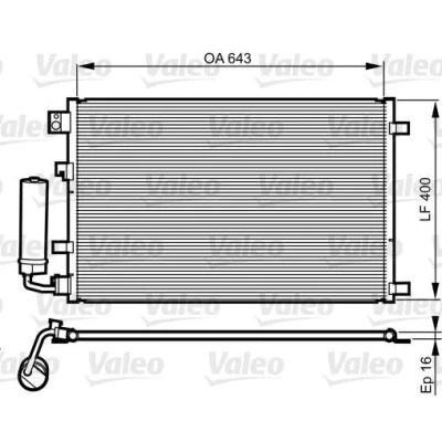 Kuva VALEO 814008 Ilmastoinnin Lauhdutin Vedenerottimella Alumiini 400 R 134a NISSAN: Qashqai / Qashqai+2 I