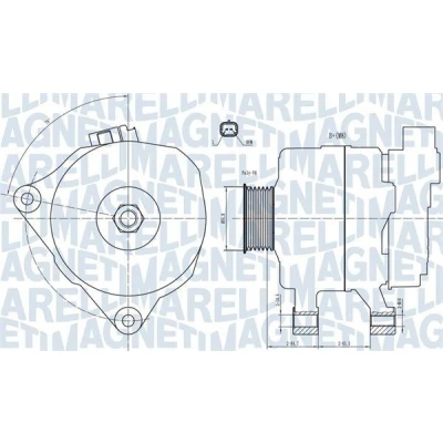 Kuva MAGNETI MARELLI 063731499010 Laturi 14V 80A PEUGEOT: 607 Sedan, 406 Farmari, 206 Hatchback, CITROËN: C4 I Xsara Picasso, C5 II Farmari