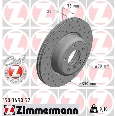 Kuva ZIMMERMANN SPORT COAT Z 150.3490.52 Jarrulevyt 330 24 6/5 5 120 tuuletettu sisältä, reijitetty pinnoitettu hiiliteräs BMW: Z4 Roadster