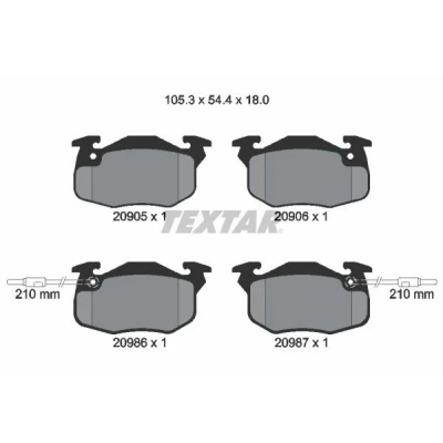 Kuva TEXTAR 2090506 Jarrupalat kulumisvaroitinkoskettimella PEUGEOT: 205 II Hatchback, 106 I CITROËN: Saxo Hatchback