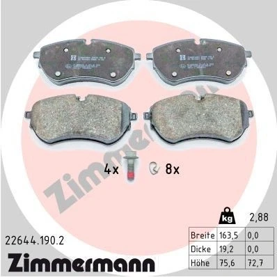 Kuva ZIMMERMANN 22644.190.2 Jarrupalat Kulumisenilmaisemelle Ruuveilla Valokuva vastaa toimituslaajuutta, Jousella VOLKSWAGEN: Amarok Pick up