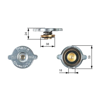 Kuva GATES RC113 Jäähdyttimen Korkki 59 1,0 TOYOTA: Camry V Sedan, OPEL: Ascona B BMW: 3 Sedan