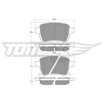 Kuva TOMEX brakes TX 17 94 Jarrupalat Taka akseli OPEL: Corsa E Hatchback, FIAT: 500L