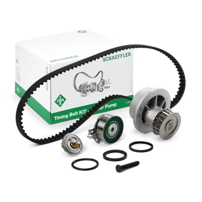 Kuva INA 530 0004 30 Vesipumppu + Jakohihnasarja Vesipumpulla, Asennusmateriaalilla Termostaatilla OPEL: Astra F Sedan, G CC