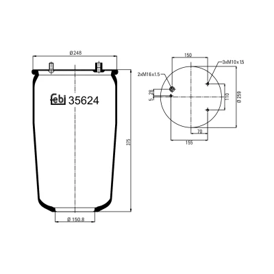 Kuva FEBI BILSTEIN 35624 Metallipalje, ilmajousitus Taka akseli, vasen, oikea