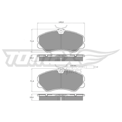 Kuva TOMEX brakes TX 11 24 Jarrupalat Etuakseli kulumisvaroitinkoskettimella Jarrusatulan ruuveilla FIAT: Ducato I Flatbed Kuorma auto/Alusta, Van
