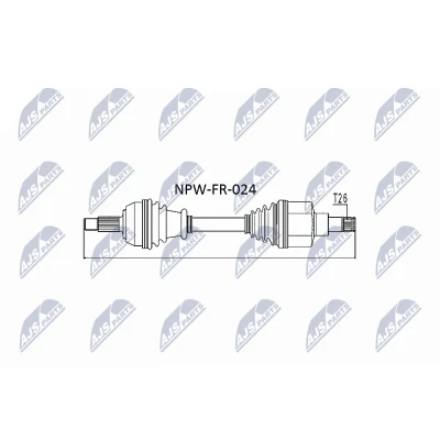 Kuva NTY NPW FR 024 Vetoakseli Etuakseli, vasen, Etuakseli 646 Käsivaihteisto, 5 portainen FORD: Focus Mk1 Farmari, Sedan