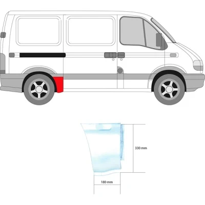 Kuva Kylkipaneli, Eteen, oikea NISSAN INTERSTAR Buss, Skåp, OPEL MOVANO A RENAULT MASTER Buss II, Skåp VAUXHALL