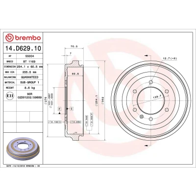 Kuva BREMBO 14.D629.10 Jarrurumpu 254,1 ISUZU: D Max 1 Pickup