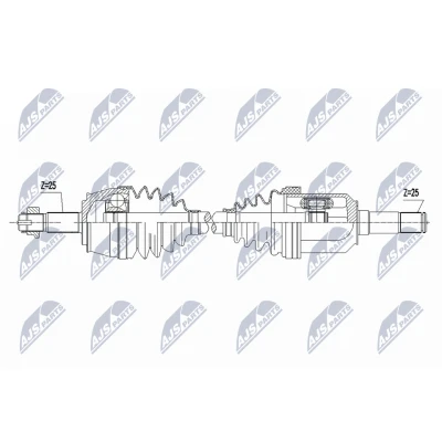 Kuva NTY NPW FT 089 Vetoakseli Etuakseli, vasen 633mm Käsivaihteisto FIAT: BRAVO 2
