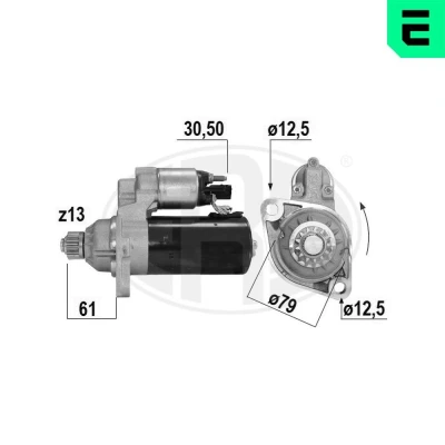 Kuva ERA 220757A Starttimoottori 12V 2kW 13 30 50 B+ M8 79mm VOLKSWAGEN: Transporter 5, Passat B6 Variant, Multivan 5 (7HM, SEAT: Leon II Hatchback