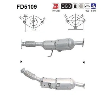 Kuva AS FD5109 Hiukkassuodatin Euro 5 Kordieriitti NISSAN: Qashqai / Qashqai+2 I