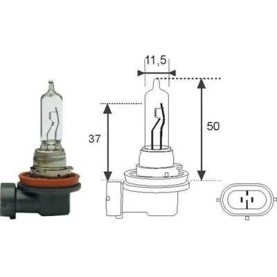 Kuva MAGNETI MARELLI 002548100000 Polttimo, kaukovalo H9 12V 65W PGJ 19 5 Halogeeni MINI: Hatchback