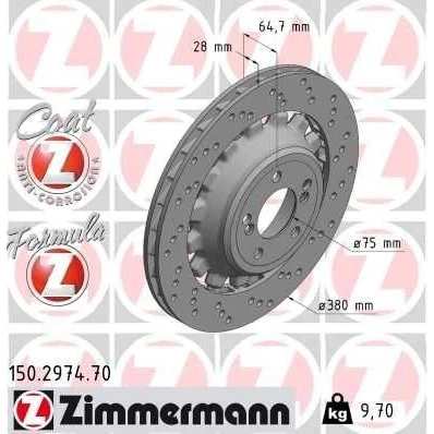 Kuva ZIMMERMANN 150.2974.70 Jarrulevyt 380 28 7/5 5 120 Tuuletettu, reijitetty, kaksiosainen jarrulevy pinnoitettu Seostettu / hiilletty BMW: 2 Coupe