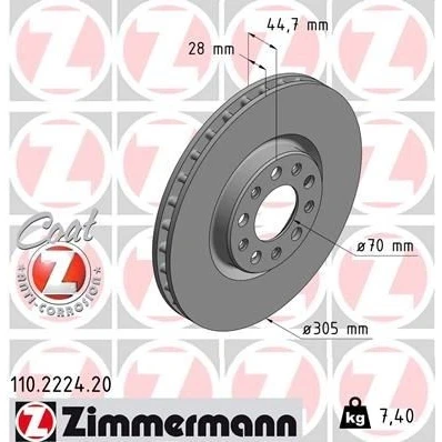Kuva ZIMMERMANN COAT Z 110.2224.20 Jarrulevyt 305 28 10/5 5 110 tuuletettu sisältä pinnoitettu ALFA ROMEO: Giulia Sedan