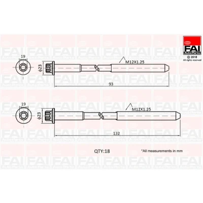 Kuva FAI AutoParts B2201 Kannen Pultit 18 HYUNDAI: Terracan