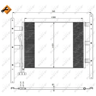 Kuva NRF EASY FIT 35329 Ilmastoinnin Lauhdutin Tiivisterenkaalla 15,4 13,8 Alumiini 560