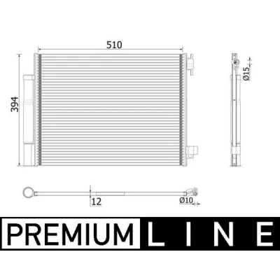 Kuva MAHLE ORIGINAL AC 73 000P Ilmastoinnin Lauhdutin Vedenerottimella 10 15,0 510,0