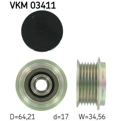 Kuva SKF VKM 03411 Laturin Vapaakytkin 34,6 FORD: MONDEO 4 Turnier, 4, S Max Mk1, VOLVO: V70 3, S80 II