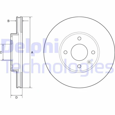 Kuva DELPHI BG4951C Jarrulevyt 256 20 4 Tuuletettu pinnoitettu hiiliteräs ilman pyöränlaakeria, ABS sensorirengasta OPEL: Karl