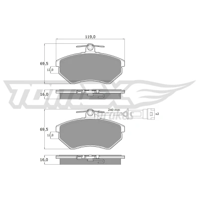 Kuva TOMEX brakes TX 10 631 Jarrupalat Etuakseli Sis. kulumisenilmaisimen VOLKSWAGEN: Corrado, AUDI: 90 B3