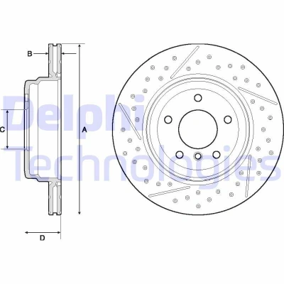 Kuva DELPHI BG4714C Jarrulevyt 324 22 5 Tuuletettu pinnoitettu hiiliteräs ilman pyöränlaakeria, ABS sensorirengasta BMW: 3 Touring, Sedan