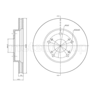 Kuva METELLI Jarrulevy HONDA: CIVIC 7 Hatchback 260,0mm 23,2mm 5 Tuuletettu 23 1635C Jarrulevyt