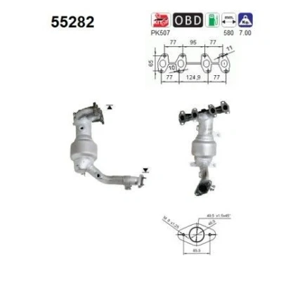 Kuva AS 55282 Katalysaattori 580mm FIAT: Punto II Hatchback