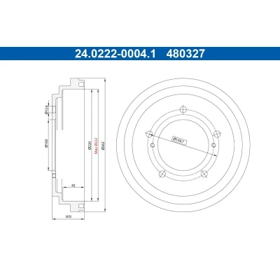 Kuva ATE 24.0222 0004.1 Jarrurumpu 262,0mm