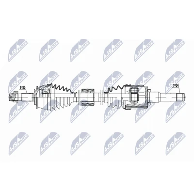 Kuva NTY NPW PL 151 Vetoakseli Etuakseli, vasen 648mm Automaattivaihteisto OPEL: Mokka / X