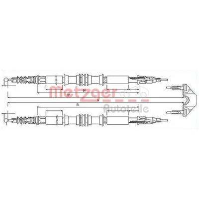 Kuva METZGER 11.5858 Käsijarruvaijeri Takana 1577/1403+1577/1403 Levyjarru COFLE OPEL: Astra G CC, Caravan, Sedan
